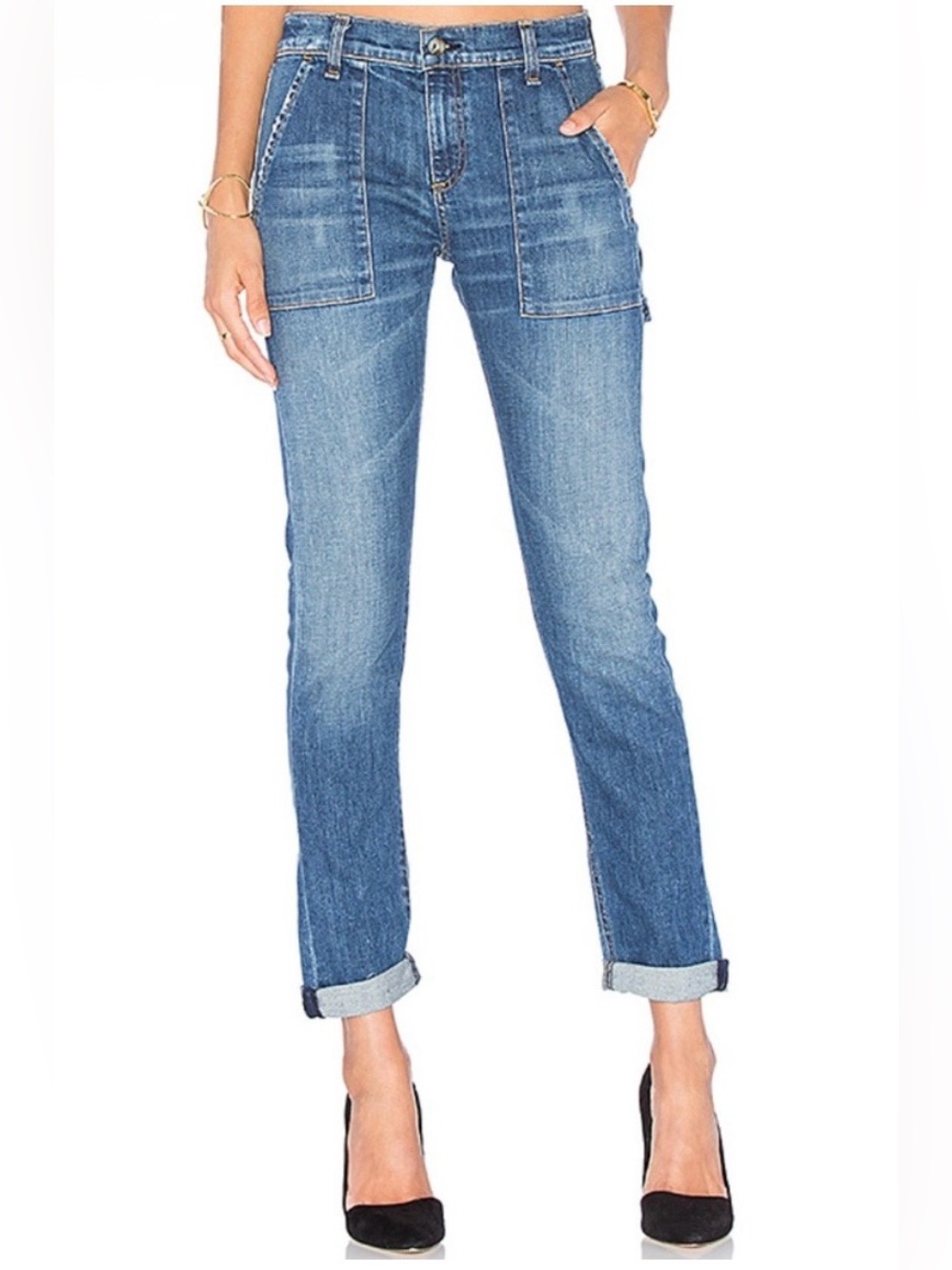 rag & bone Dre Carpenter Slim-Leg Jeans in Declancy Wash Size 28 Distressed